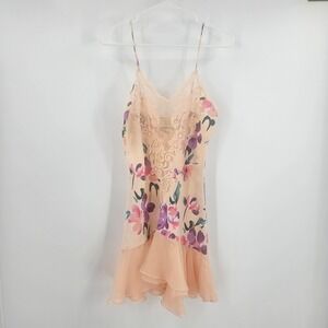 Victoria's Secret Camisole Nightgown Lingerie Peach Floral Lace Mini Fairycore